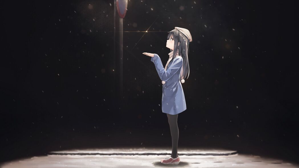 女孩雪中外套动漫艺术，超清4K壁纸3840x2160免费下载