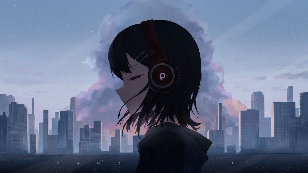 女孩耳机音乐之旅，动漫艺术精选，超清4K壁纸3840x2160免费下载