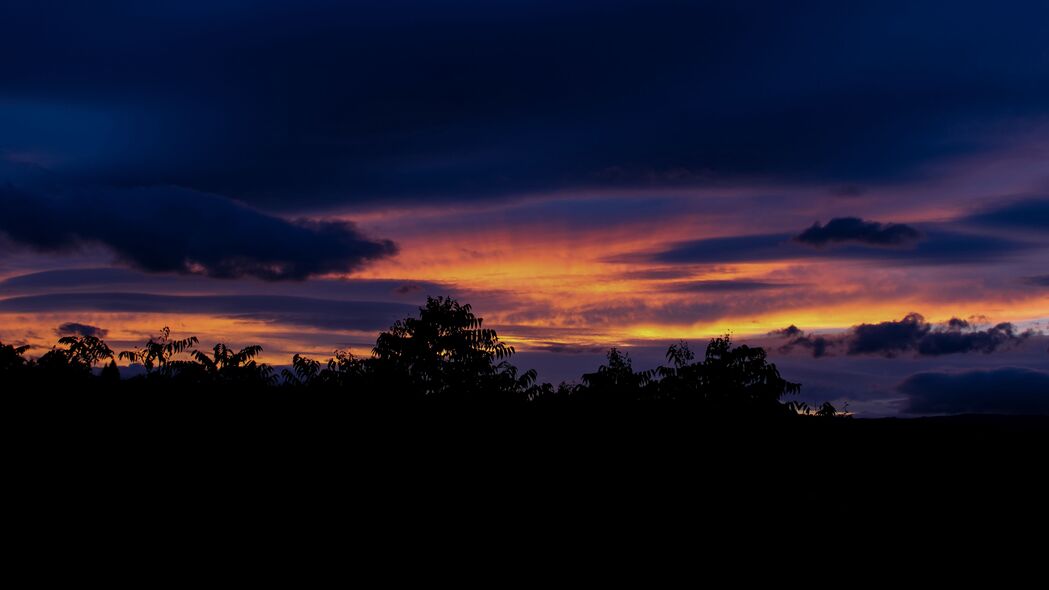 深色树影剪云图，绝美4K天空壁纸，3840x2160超高清下载