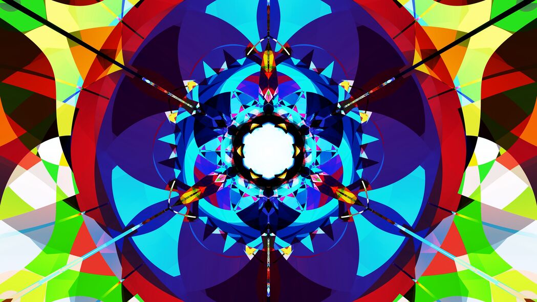 分形万花筒抽象图案，彩色4K超清壁纸，3840x2160高清下载