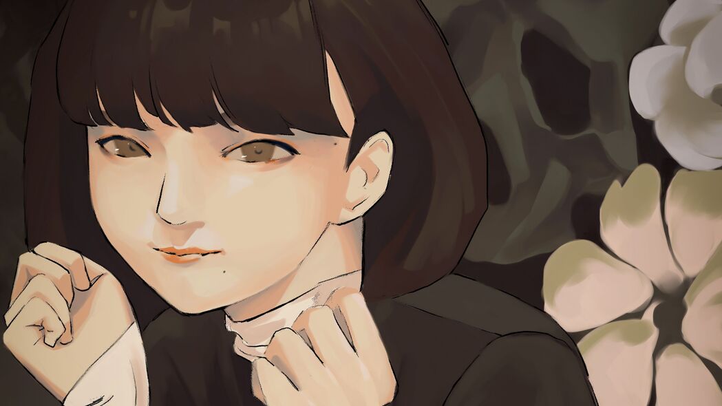 女孩动漫姿态一瞥，超清4K壁纸，3840x2160高清背景图片下载