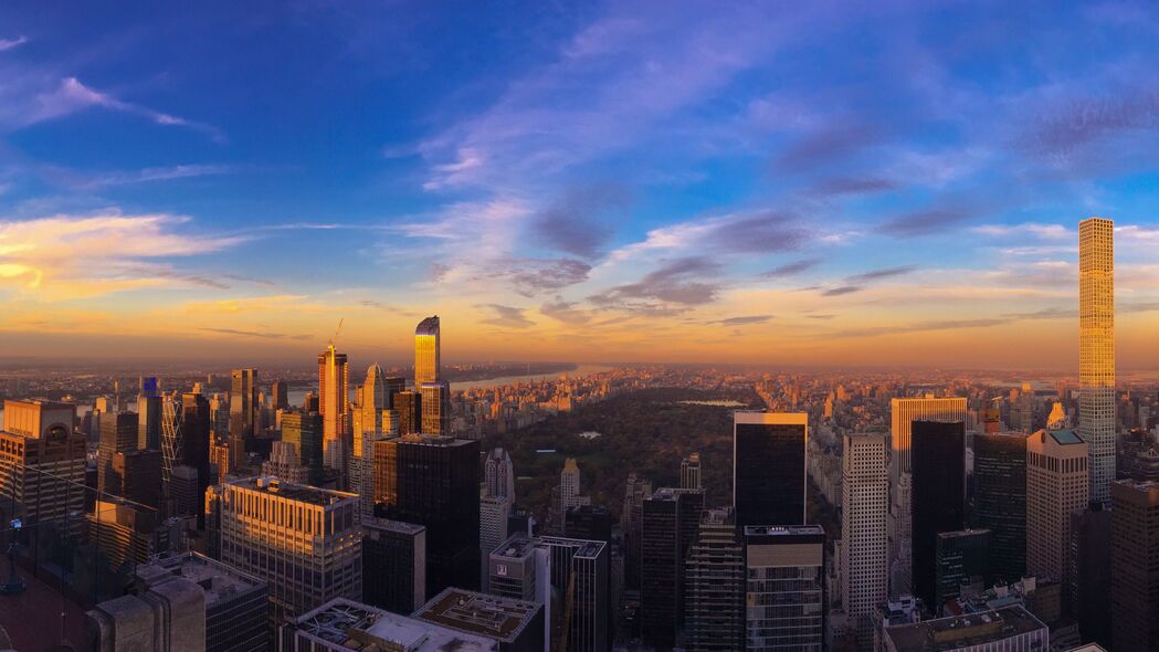 纽约黄昏鸟瞰，绝美建筑4K壁纸，3840x2160高清风景图片下载