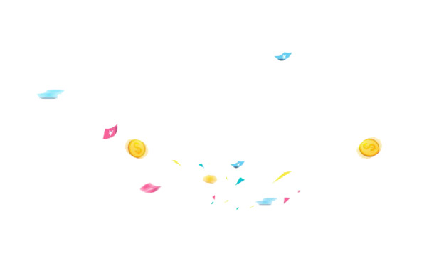 漂浮金钱PNG素材，高清透明彩带元素，设计下载必备