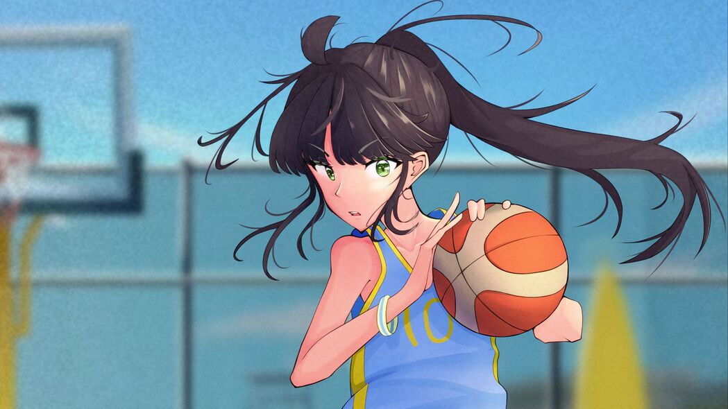 女孩篮球风采，动漫运动主题4K超高清壁纸（3840x2160）免费下载