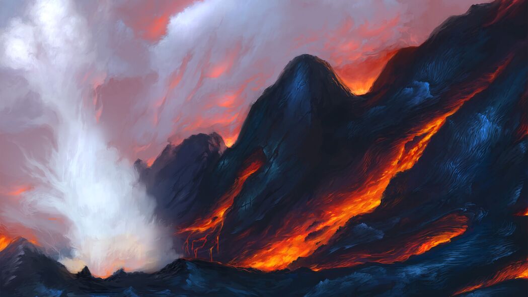 火山熔岩之美，震撼4K艺术壁纸，高清3840x2160背景图片，免费下载