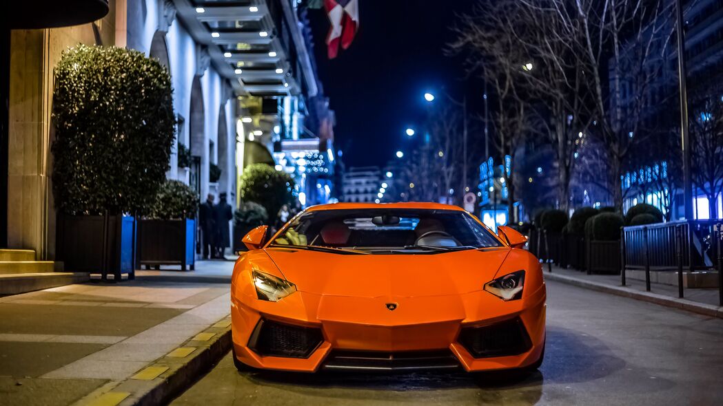 兰博基尼Aventador橙色正面高清4K壁纸，3840x2160分辨率，免费下载汽车美图