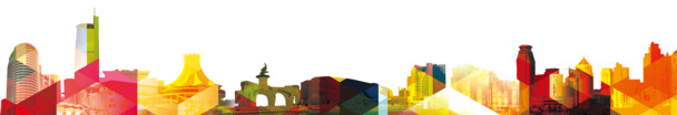 炫彩建筑群图案PNG素材，高清透明图片，装饰元素丰富，PPT设计必备
