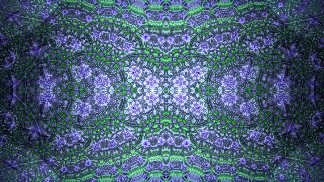 分形抽象图案，绿色紫色交融，4K超清壁纸，3840x2160高清下载