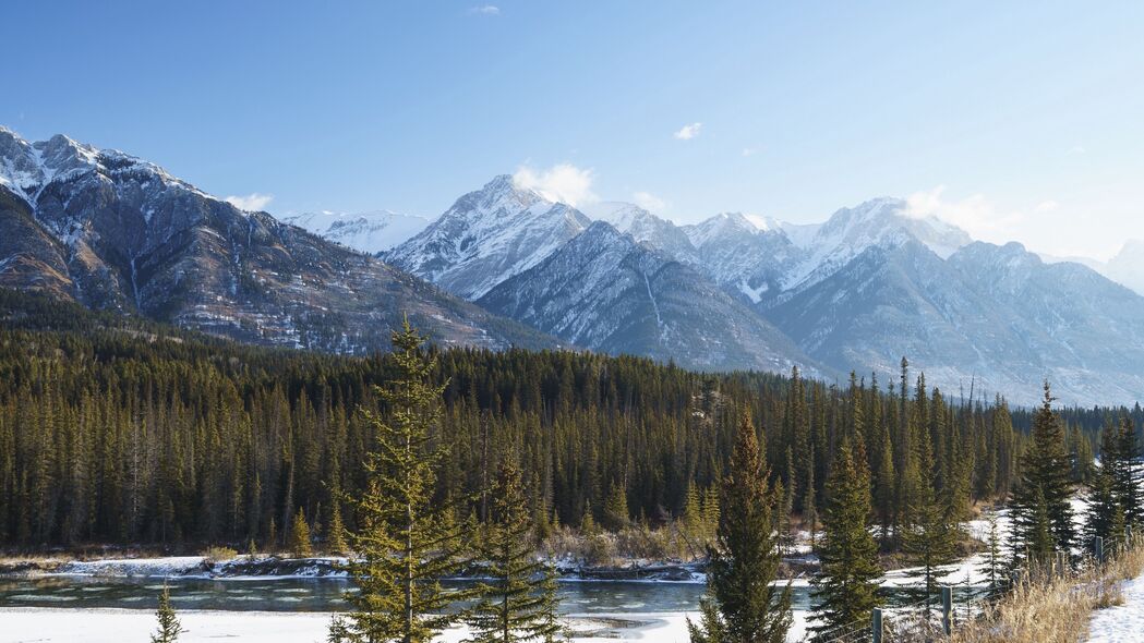 森林绿意与雪山之巅，绝美4K自然景观壁纸，3840x2160高清下载