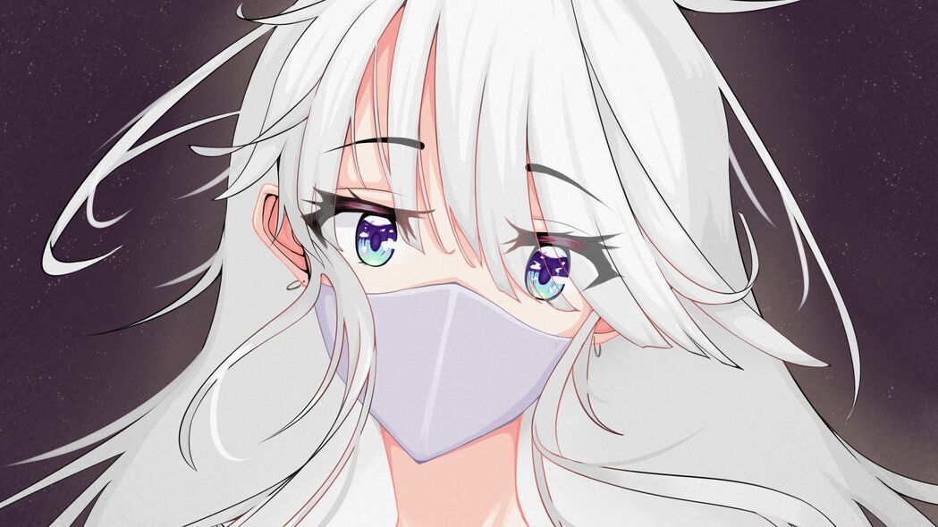 女孩一瞥，精致面具下的神秘之美——高清4K动漫壁纸，3840x2160分辨率，免费下载！