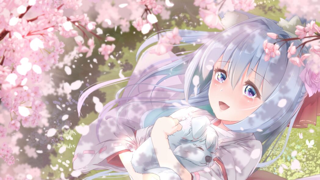 女孩Neko耳朵动漫，快乐与眼泪交织的4K超高清壁纸（3840x2160）免费下载