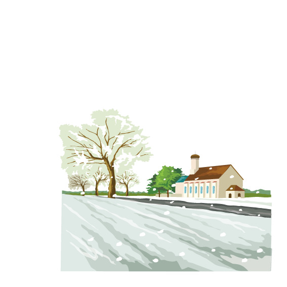 圣诞节落雪街道PNG透明图片，高清AI格式节日元素设计素材下载