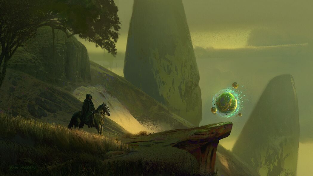 骑手斗篷骏马幻想，艺术风格4K高清壁纸，3840x2160超清画质，一键下载