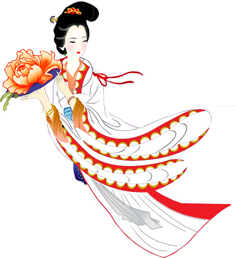 古代人物造型立绘背景，高清PNG透明矢量素材，融入节日元素，助力国庆节图片设计