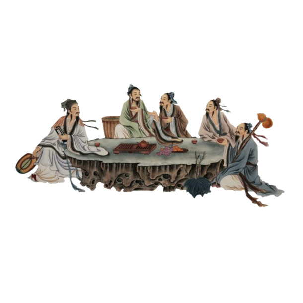 中国风PNG素材，水墨人物高清透明图片，创意装饰元素下载