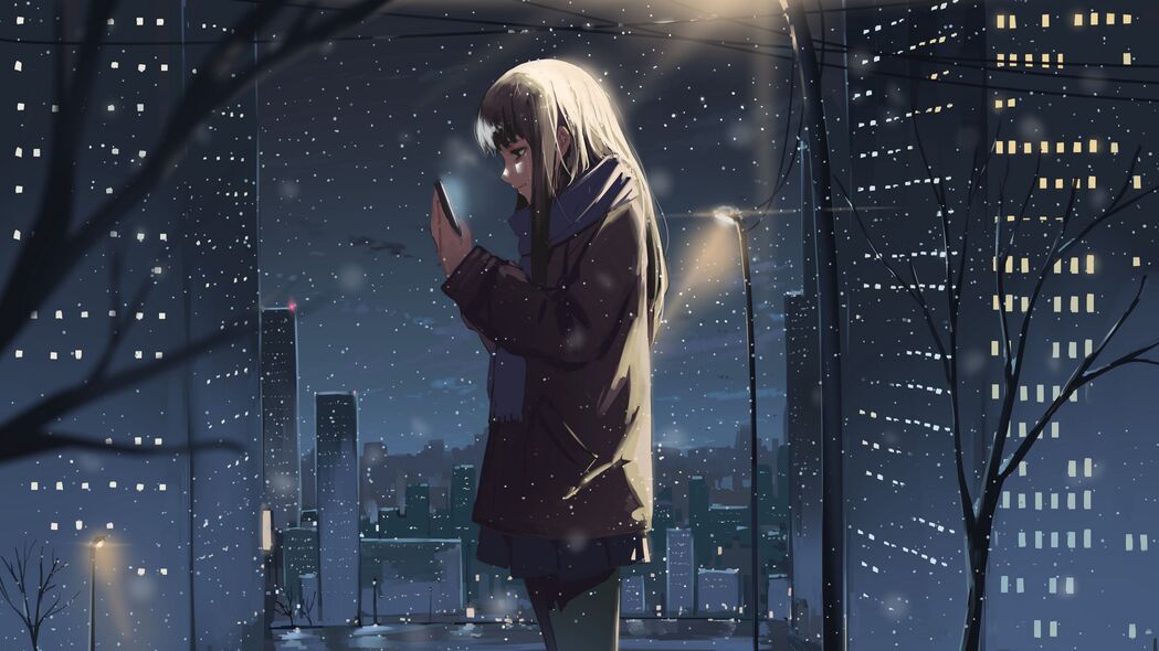 女孩雪冬动漫风情，精选4K超清壁纸，3840x2160分辨率，畅享视觉盛宴！