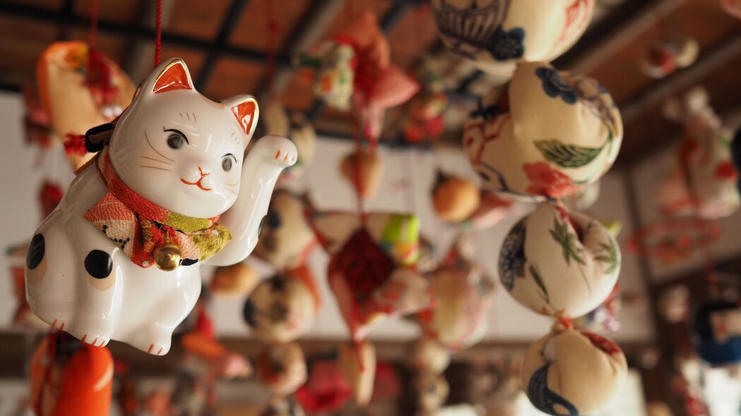 【绝美高清】猫形护身符东方韵味，4K超高清壁纸3840x2160，一键下载！