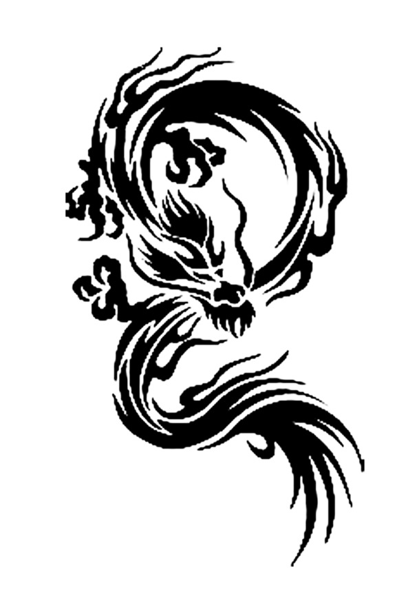 中国风纹身龙PNG透明高清图片，装饰元素设计素材下载