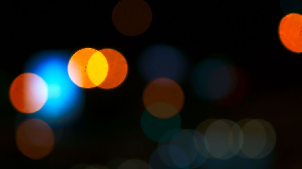 灯光眩光散焦微距，夜间深色4K高清壁纸，3840x2160超高清背景图片下载