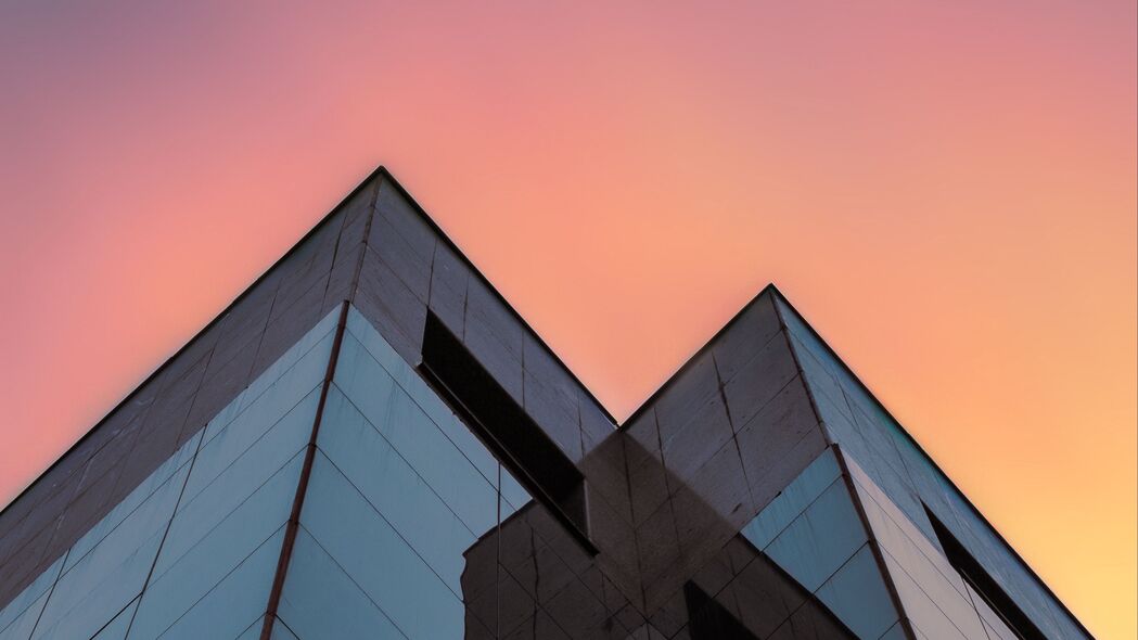 极简主义建筑玻璃底部视图4K壁纸，高清3840x2160背景图片下载