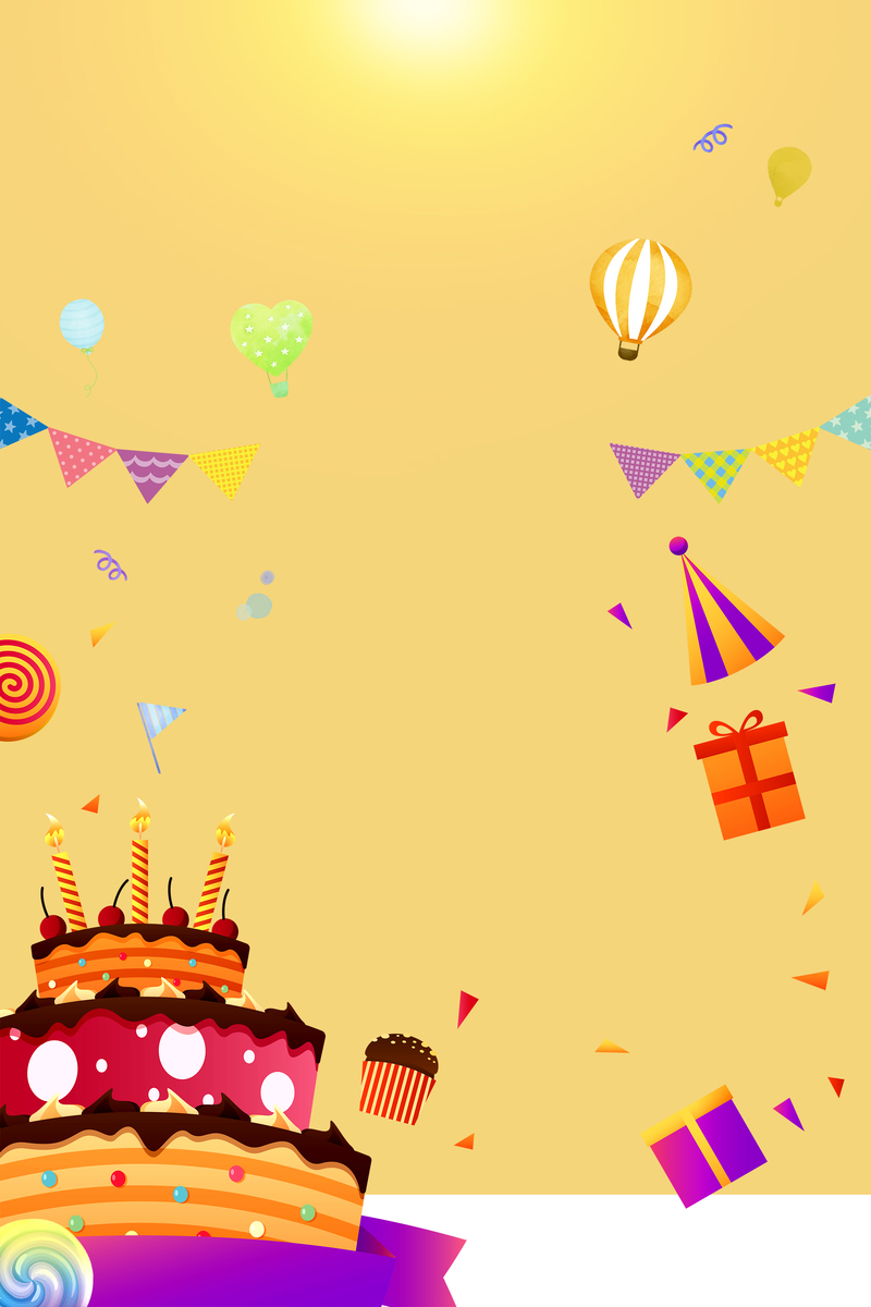 卡通创意生日蛋糕背景，高清JPG与另类PSD设计素材下载