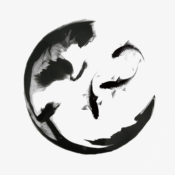 古风水墨圆圈PNG透明图片，精美装饰元素，墨迹笔触设计素材下载