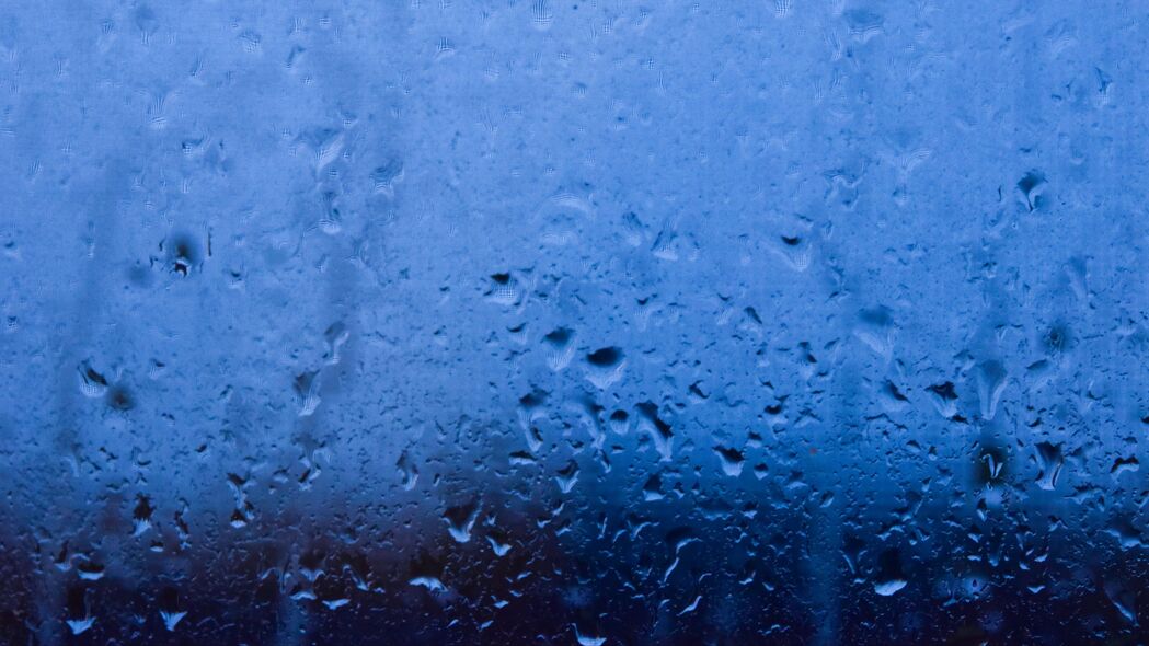 雨滴湿窗，蓝色宏观之美，超清4K壁纸（3840x2160）免费下载