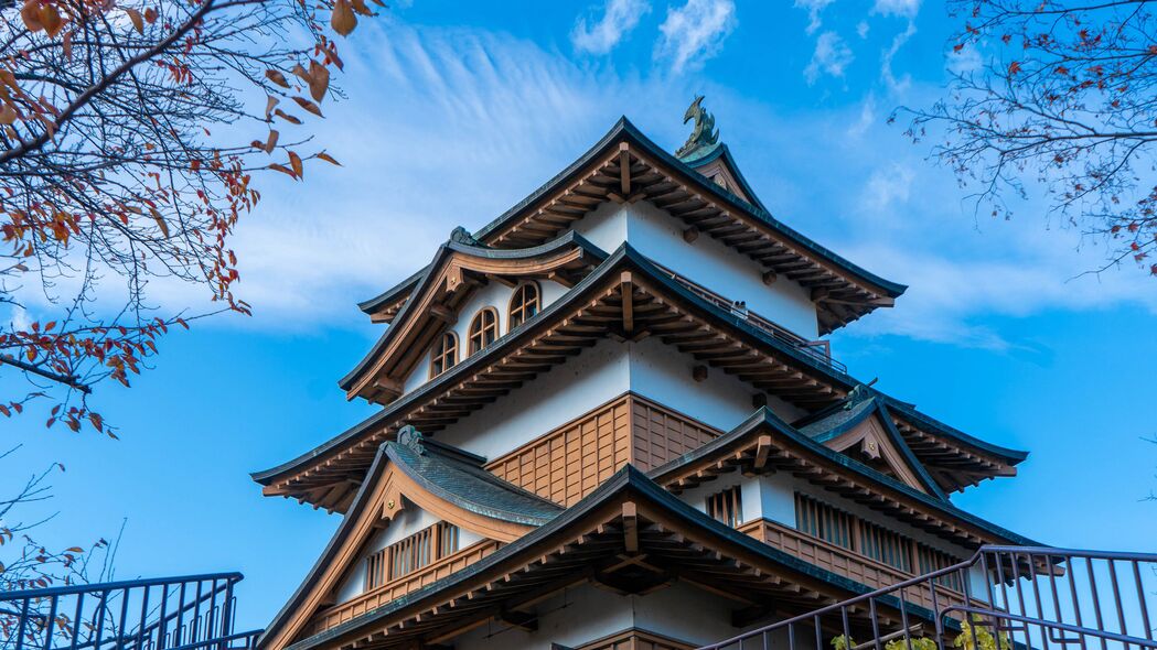 宝塔寺庙建筑，壮丽楼梯上升之景，高清4K壁纸下载