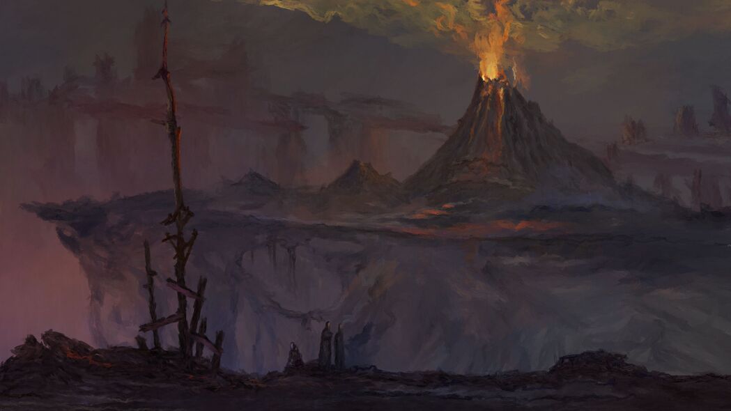 火山喷发黑暗艺术，惊艳4K壁纸，3840x2160高清背景图片，一键下载！