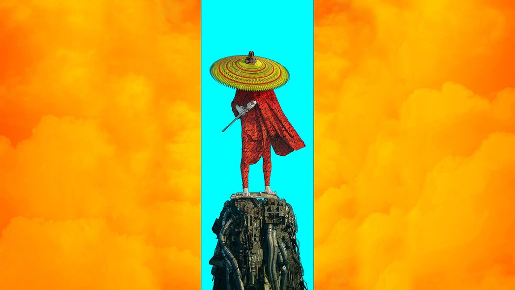 战士科幻艺术，剑与帽子的4K高清壁纸，3840x2160超清背景图片下载