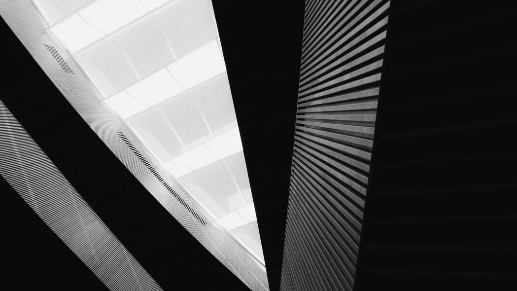 4K高清建筑仰视图黑白壁纸，3840x2160超高清背景图片下载