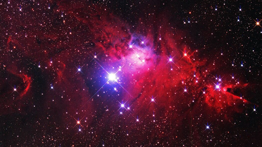 星云恒星眩光空间，绝美红色4K壁纸，高清3840x2160背景图片，免费下载！
