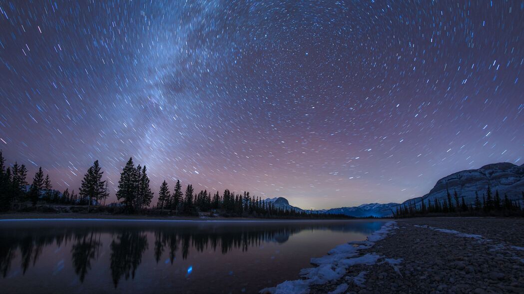 星空之夜，长曝光模糊风景，高清4K星星壁纸（3840x2160）免费下载
