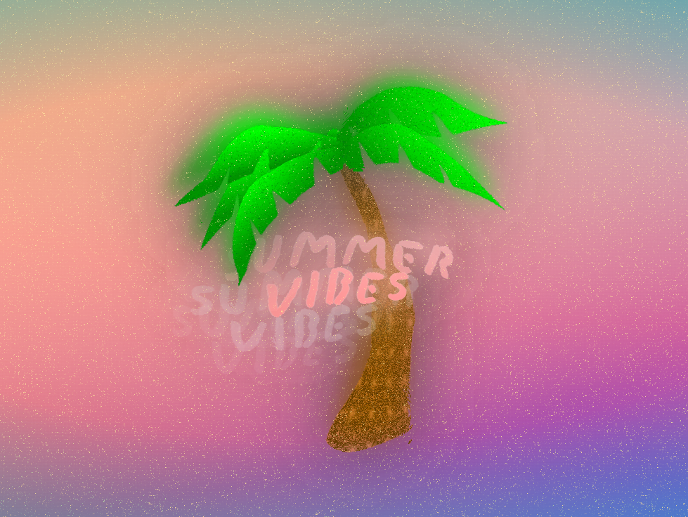 椰子树创意设计，夏日椰子树卡通画素材