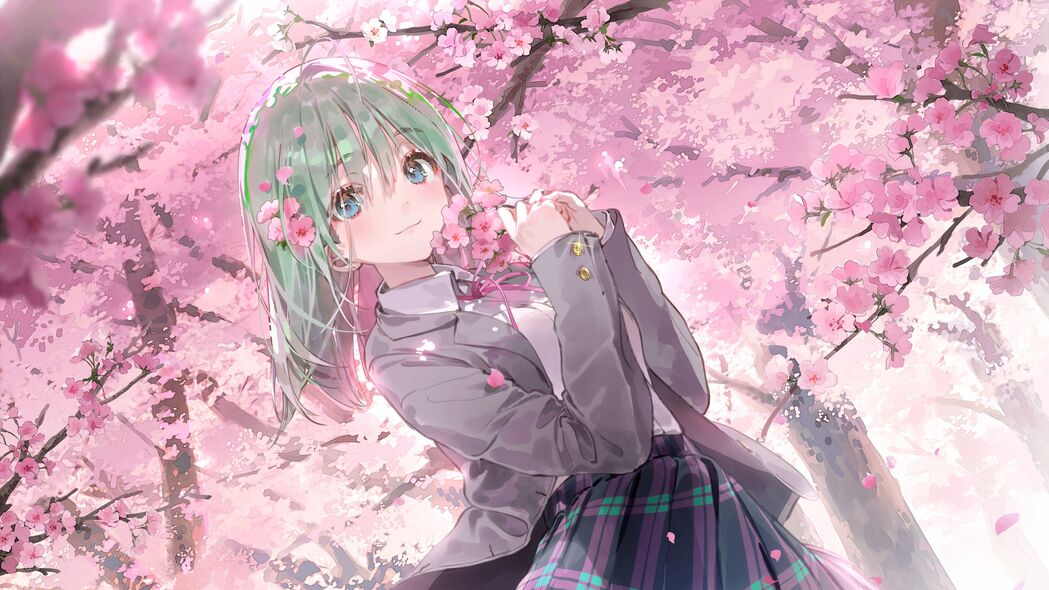女孩樱花动漫艺术，精选4K高清壁纸（3840x2160）免费下载