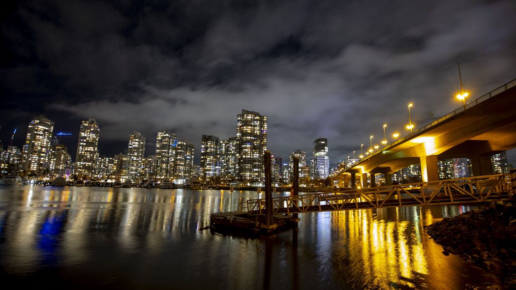 城市夜景璀璨，桥梁建筑灯光秀！4K高清壁纸，3840x2160超清下载