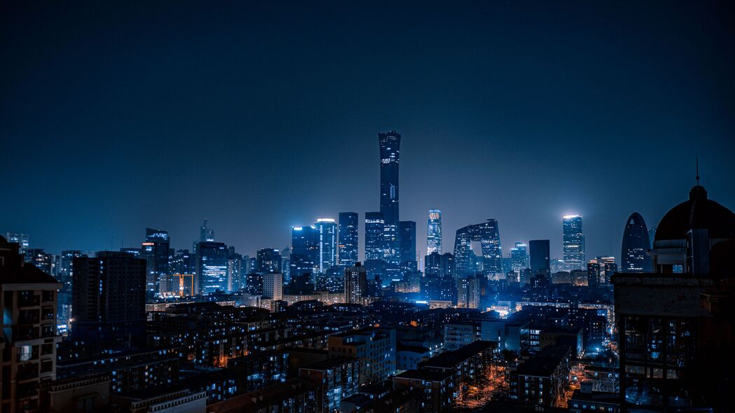 北京城市夜景鸟瞰，璀璨建筑灯光，4K高清壁纸下载（3840x2160）