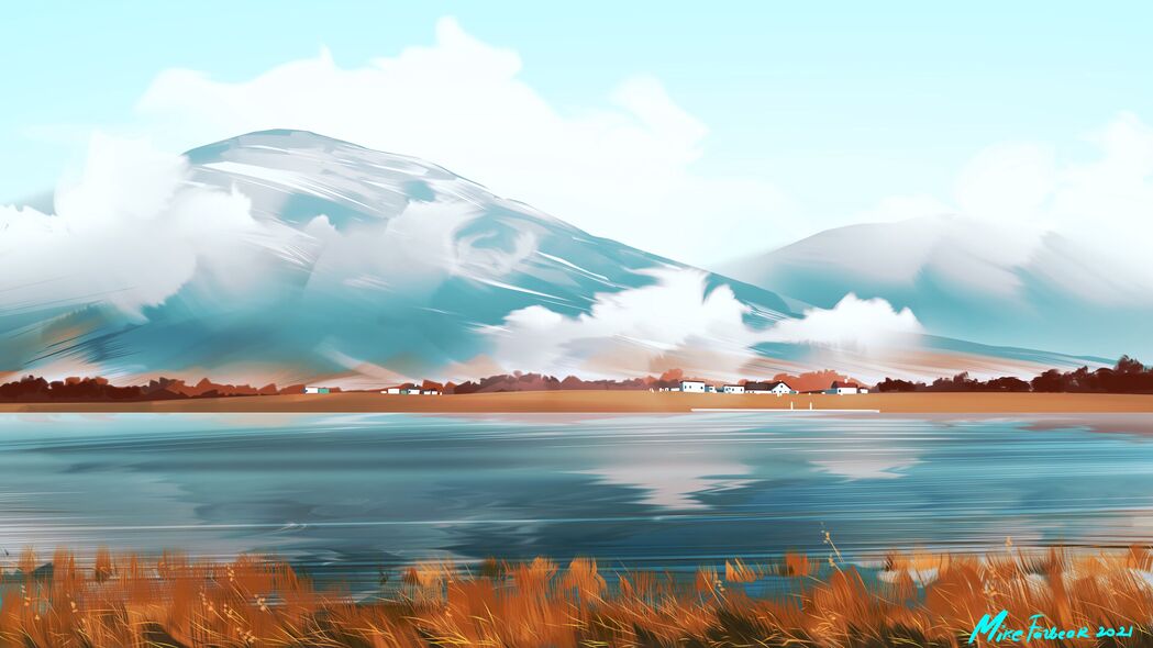 山湖美景艺术呈现，精选4K高清壁纸，3840x2160分辨率，房子与风景完美结合，一键下载，装点你的数字世界