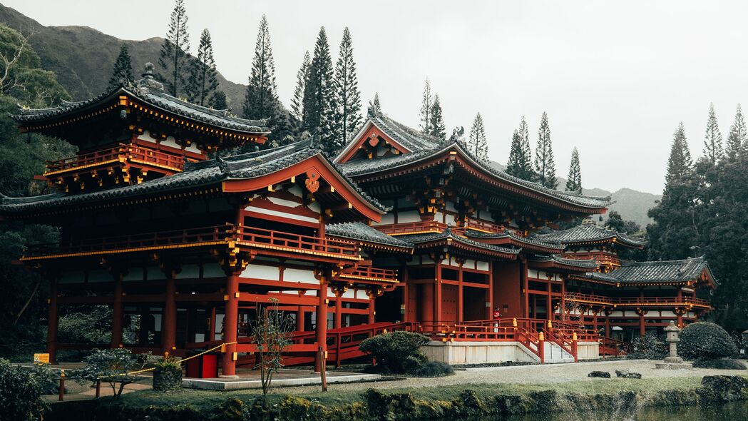 4K高清壁纸，宝塔映湖，树影婆娑，美景如画，3840x2160超高清下载