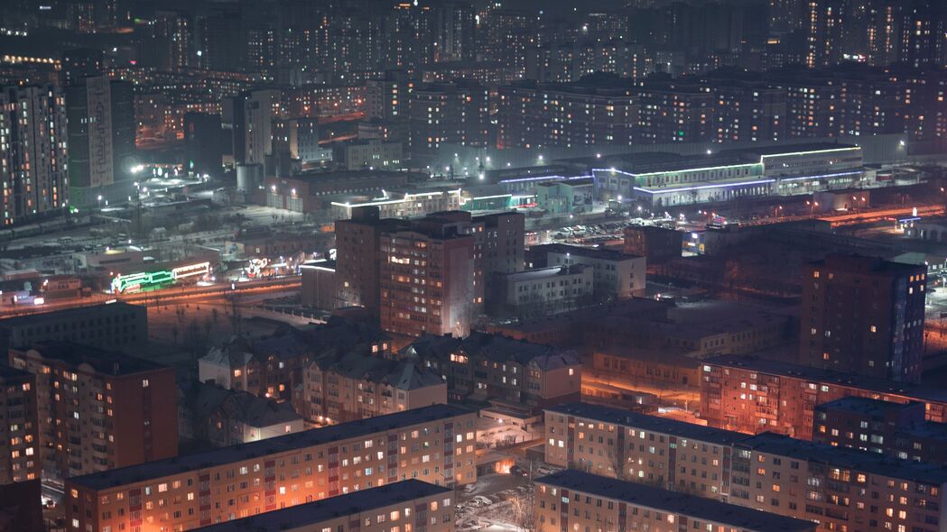 建筑之美，城市夜景鸟瞰，雪地4K超高清壁纸（3840x2160）免费下载