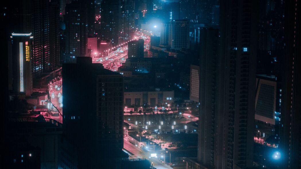 城市夜色鸟瞰，深邃建筑灯光秀，超清4K壁纸（3840x2160）高清下载