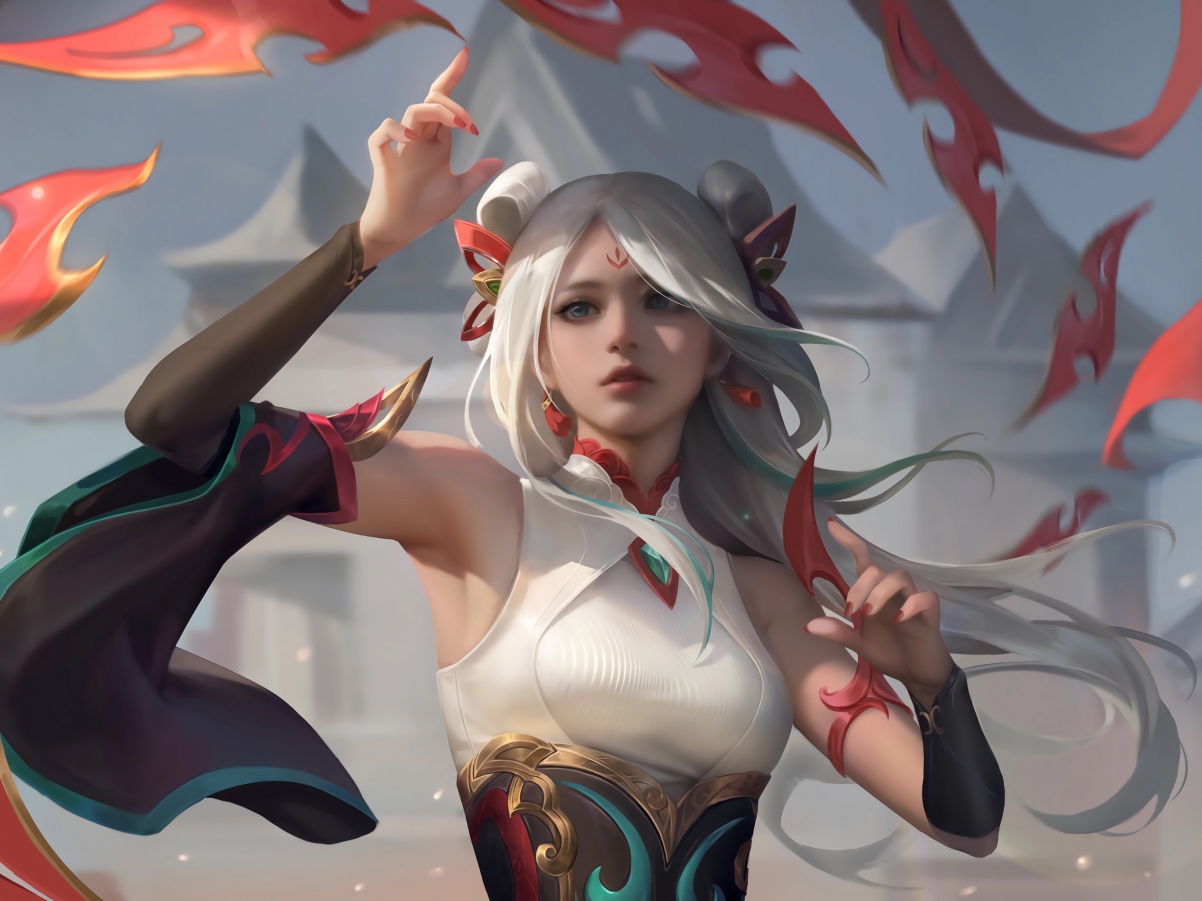 英雄联盟，剪纸艺术艾瑞莉娅平板壁纸，高清2732x2048，精美图片下载