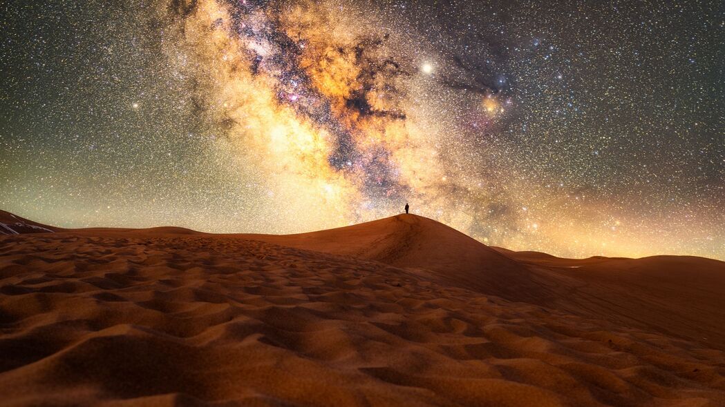 独享沙漠之夜，星空剪影4K壁纸，高清3840x2160沙子背景图片，一键下载