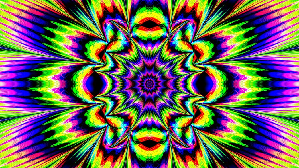【惊艳视界】分形万花筒抽象艺术，明亮视错觉盛宴！4K超清壁纸，3840x2160高清背景图片免费下载