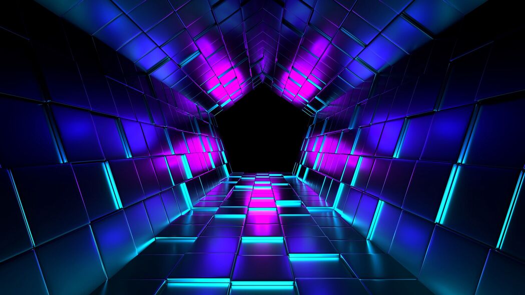 4K高清隧道光线反射壁纸，3840x2160超清3D背景图片，免费下载