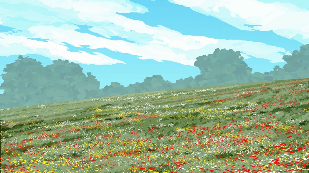 灌木花朵斜坡艺术之美，4K超高清壁纸，3840x2160分辨率，免费下载