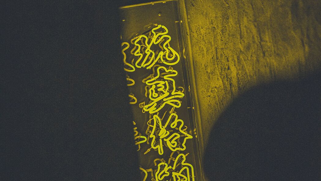 象形文字霓虹灯铭文背光绿色4K壁纸，3840x2160高清背景图片下载