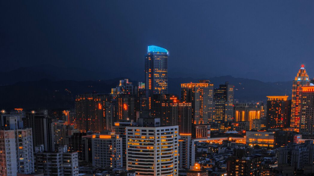 摩天大楼璀璨夜景，城市灯光4K超清壁纸，3840x2160高清下载