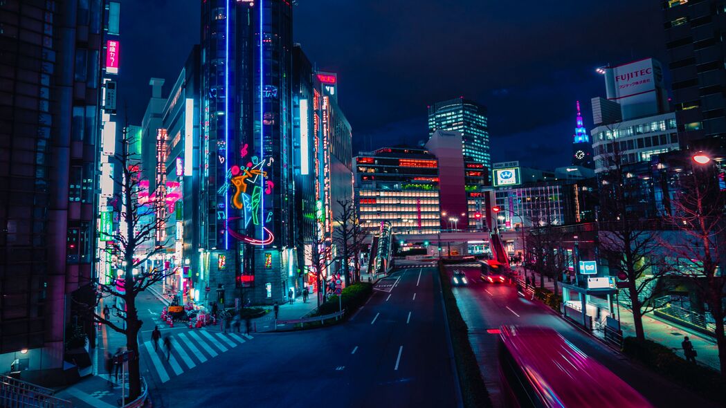 夜城霓虹，4K超清街道建筑壁纸，3840x2160高清下载