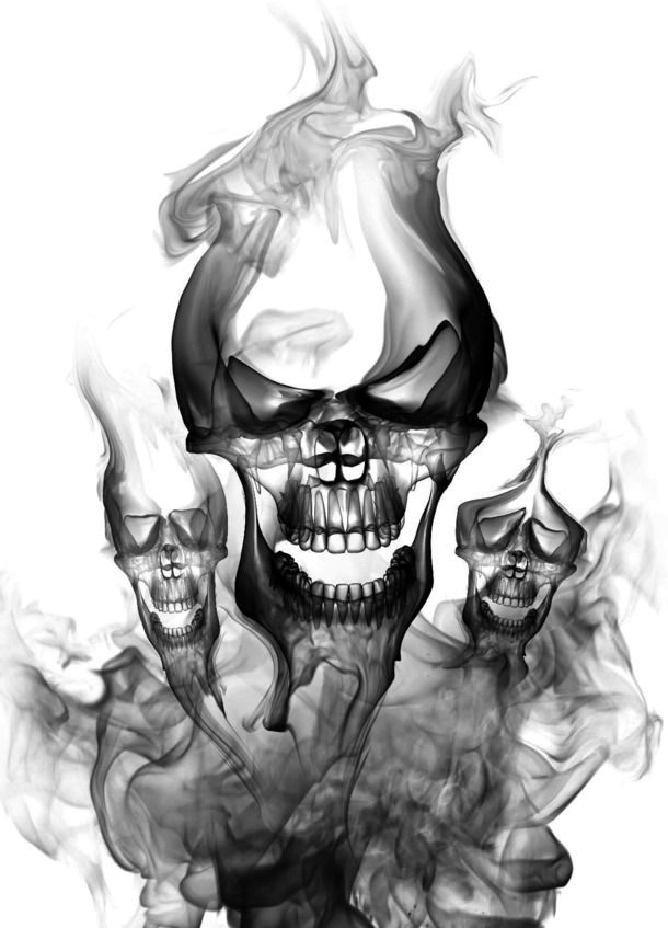 烟状骷髅人头特效PNG，高清透明图片素材，创意装饰元素下载
